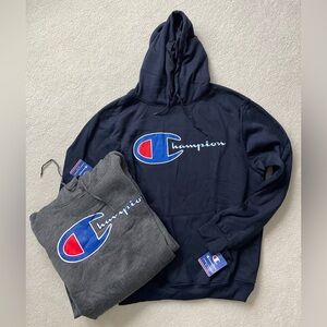 Champion Men's Navy and Gray Hoodies NWT